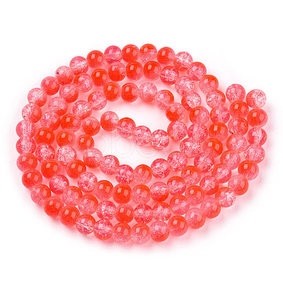 Transparent Crackle Baking Paint Glass Beads Strands DGLA-T003-01A-12-1