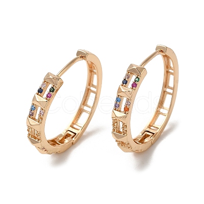 Brass Micro Pave Colorful Cubic Zirconia Hoop Earrings EJEW-M238-65KCG-1
