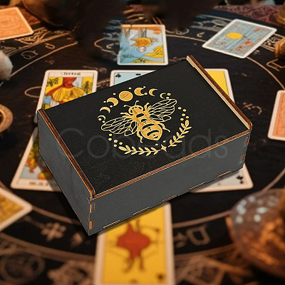 Rectangle Engraved Plywood Wooden Tarot Storage Boxes with Sliding Lid CON-WH20008-10C-1
