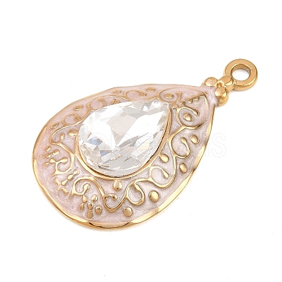 304 Stainless Steel Enamel & Clear Cubic Zirconia Pendants STAS-G392-02G-01-1