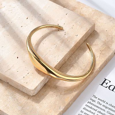 304 Stainless Steel Cuff Bangles for Women BJEW-B108-06G-1
