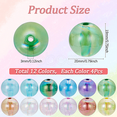 48Pcs 12 Colors Transparent Acrylic Beads MACR-SC0001-35-1