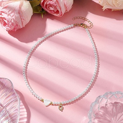 Brass Micro Pave Grade AAA Cubic Zirconia Letter Pendant Necklaces NJEW-JN04771-17-1