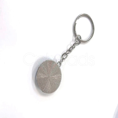 Glass Half Round with Wolf Keychain KEYC-F028-02P-01-1