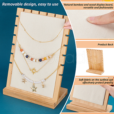 2 Sets Bamboo Wood Multiple Necklace Display Stands NDIS-PH0001-10B-1