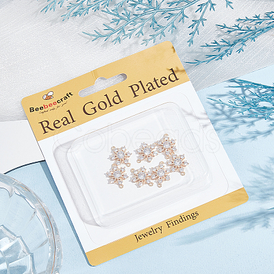 10Pcs Brass Micro Pave Clear Cubic Zirconia Connector Charms ZIRC-BBC0002-86A-1