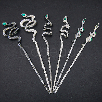 SUPERFINDINGS 6Pcs 6 Style Alloy Rhinestone Hair Sticks OHAR-FH0001-12-1