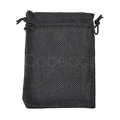 Polyester Imitation Burlap Packing Pouches Drawstring Bags ABAG-R005-14x10-09-1