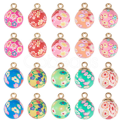 40Pcs 10 Colos Handmade Polymer Clay Pendants CLAY-TA0001-95-1