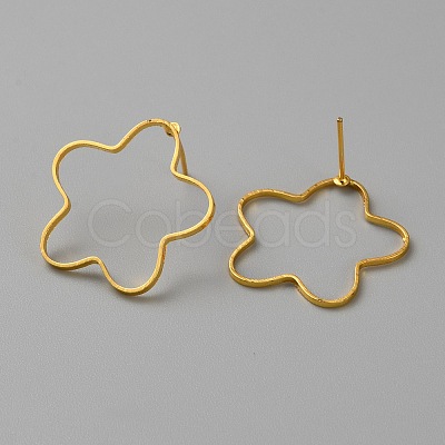 Golden Brass Hollow Geometric Stud Earrings EJEW-WH0012-127H-1