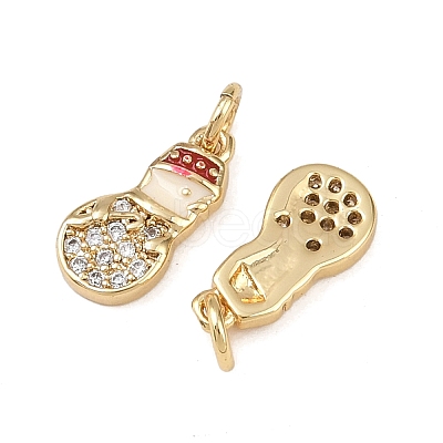 Christmas Brass Micro Pave Cubic Zirconia Enamel Charms KK-L255-19G-07-1