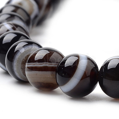 Natural Striped Agate/Banded Agate Beads Strands G-S259-04A-4mm-1