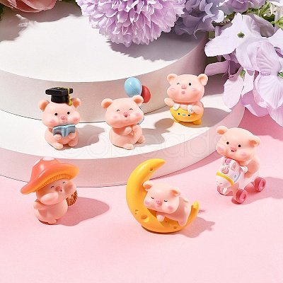 1Set Resin Pig Display Decoration AJEW-FS0001-25-1