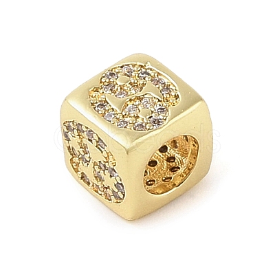 Brass Micro Pave Clear Cubic Zirconia European Beads KK-K368-01G-04-1