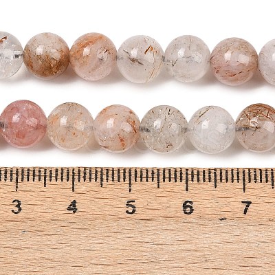 Natural Black Gold Rutilated Quartz Beads Strands X-G-P596-8mm-02-1