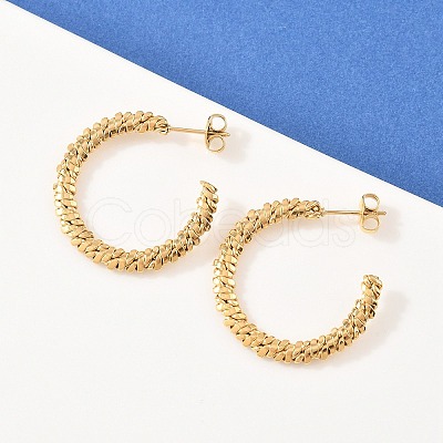304 Stainless Steel Woven C-Shaped Stud Earrings EJEW-P324-07G-1