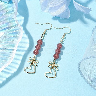 Natural Strawberry Quartz Dangle Earring EJEW-JE05911-1