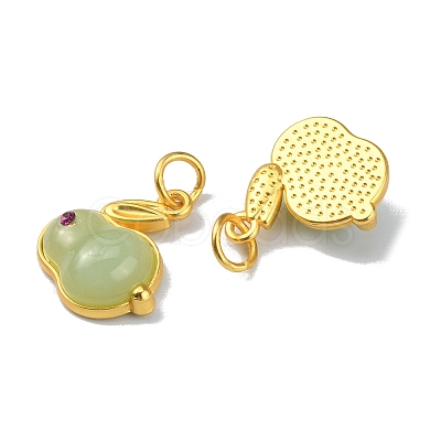 Rabbit Glass Charms GLAA-WH0030-09C-1