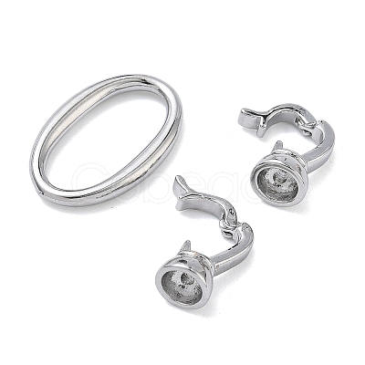 Oval Brass Fold Over Clasps KK-Z143-13P-1