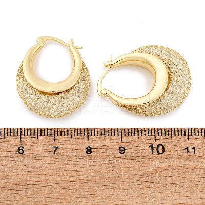 Brass Clear Cubic Zirconia Hoop Earrings EJEW-R025-36G-1