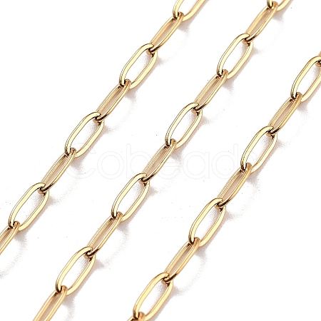 PVD Vacuum Plating 304 Stainless Steel Paperclip Chains CHS-H026-02G-02-1