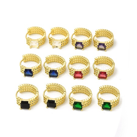 Glass Square Hoop Earrings EJEW-E270-01G-1