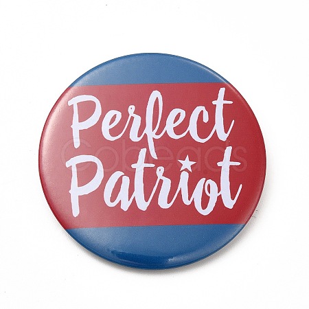 Independence Day Flat Round Tinplate Badge Pins JEWB-G021-01H-1