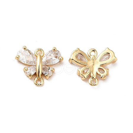Brass Clear Cubic Zirconia Connector Charms KK-M233-53G-1
