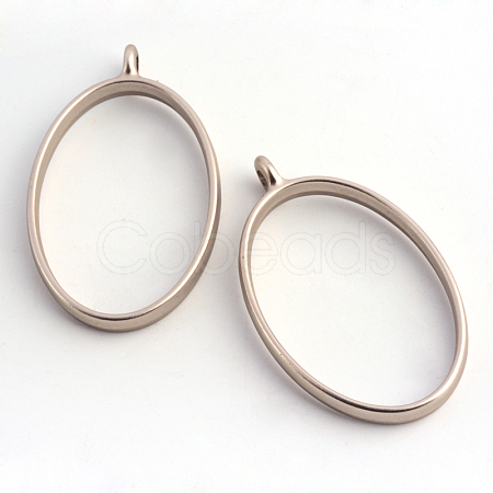 Matte Style Rack Plating Alloy Oval Open Back Bezel Pendants PALLOY-S047-26A-FF-1