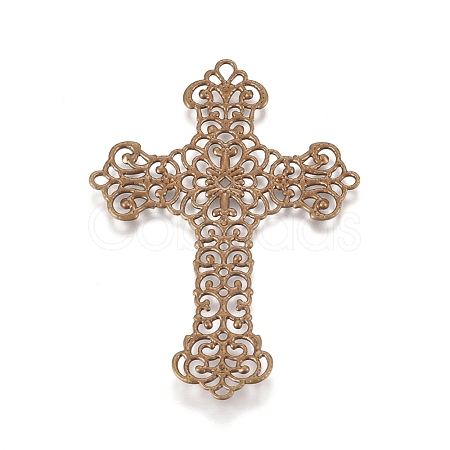 Brass Filigree Joiners Links KK-G368-02AB-1
