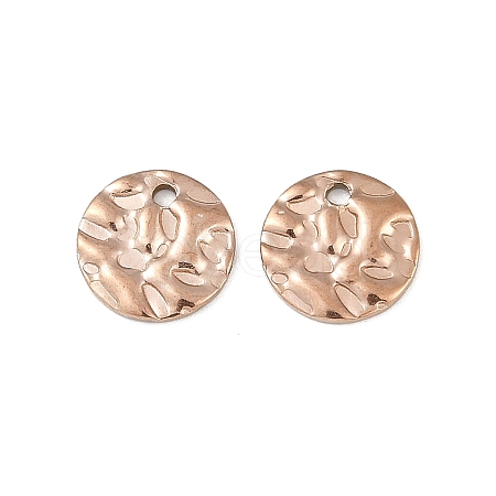 304 Stainless Steel Textured Disc Charms STAS-Q336-11B-RG-1