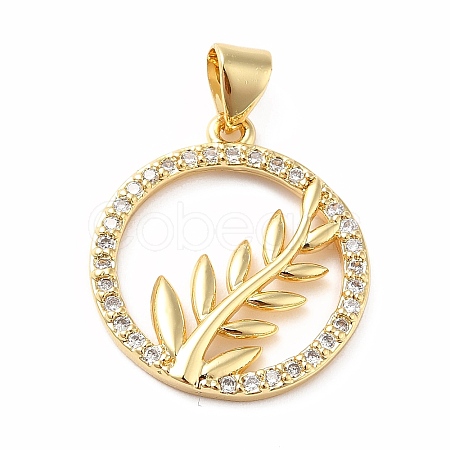 Rack Plating Brass Micro Pave Cubic Zirconia Pendants LS-KK-B057-05G-01-1