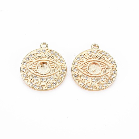 Brass Micro Pave Clear Cubic Zirconia Pendant Settings for Enamel KK-S356-704-1