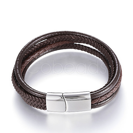 Leather Cord Multi-strand Bracelets BJEW-K141-29B-1