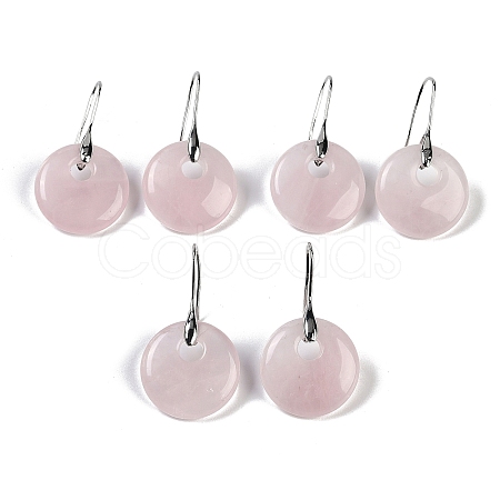 Natural Rose Quartz Dangle Earrings EJEW-C119-01P-05-1