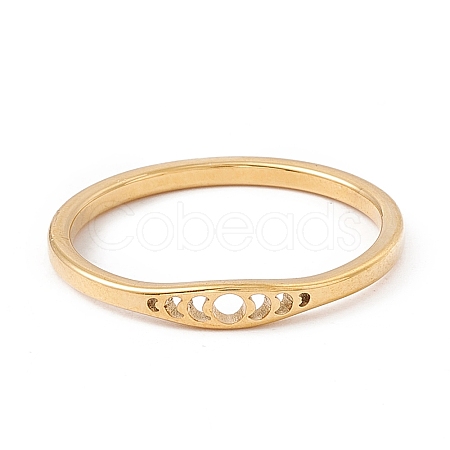 201 Stainless Steel Moon Phase Finger Ring for Women RJEW-A006-06G-1-1