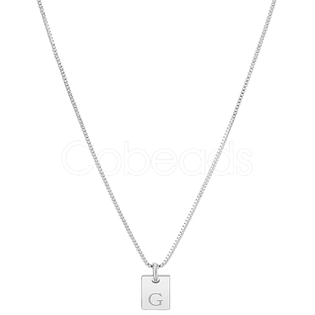 1Pc Stainless Steel Letter Rectangle Pendant Necklaces NJEW-LP0001-34G-P-1