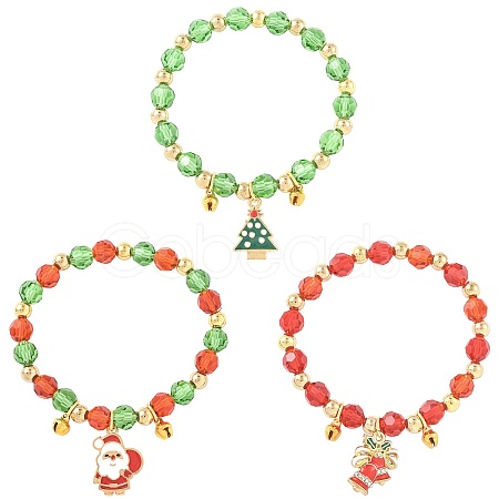 Christmas CCB Plastic & Glass Bead Bracelets BJEW-FS00029-1
