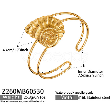Ocean 316 Surgical Stainless Steel Hollow Sea Animals Open Cuff Bangles for Women WG19BCF-01-1