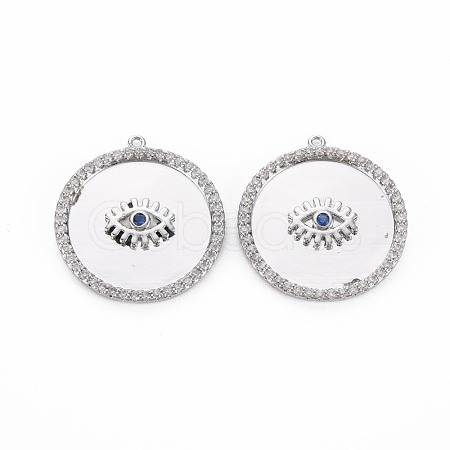 Brass Micro Pave Blue Cubic Zirconia Pendants KK-S356-753-1