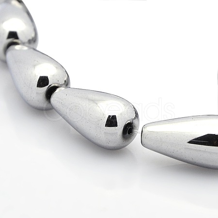 Non-magnetic Synthetic Hematite Teardrop Beads Strands G-M072-02-1