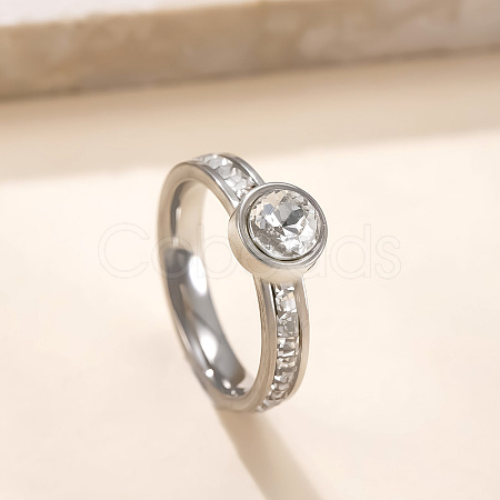 304 Stainless Steel & Rhinestone Finger Rings WG87391-03-1