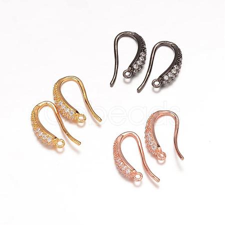 Brass Micro Pave Cubic Zirconia Earring Hooks ZIRC-K018-01M-1