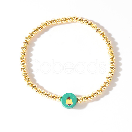 Christmas Brass Beaded Stretch Bracelets DP1194-6-1