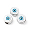 CCB Plastic European Beads, Large Hole Beads, Flat Round with Evil Eye, White, 12x11.5x7.5mm, Hole: 4.8mm