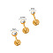 304 Stainless Steel Micro Pave Clear Cubic Zirconia Cartilage Earrings, Flat Round, Golden, 10x2.5mm, Pin: 0.8mm