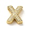 Brass Micro Pave Clear Cubic Zirconia Charms, Real 18K Gold Plated, Letter X, 12x11x5mm, Hole: 2mm