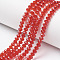 Glass Beads Strands, Faceted, Rondelle, Red, 6x5mm, Hole: 1mm, about 83~85pcs/strand, 38~39cm