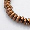 Electroplate Non-magnetic Synthetic Hematite Rondelle Beads Strands, Copper Plated, 6x3mm, Hole: 1mm, about 140pcs/strand, 15.7 inch