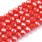 Electroplate Glass Beads Strands, Pearl Luster Plated, Faceted, Rondelle, Red, 4x3mm, Hole: 0.4mm, about 113~115pcs/strand, 41~42cm